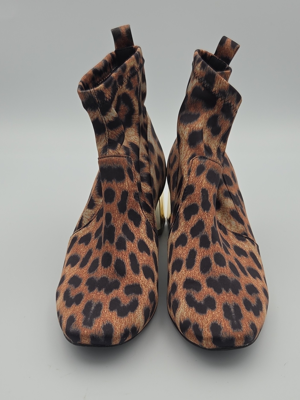Katy Perry Collections Leopard Print Ankle Boots with Gold Block Heel Size 6 - Picture 2 of 8